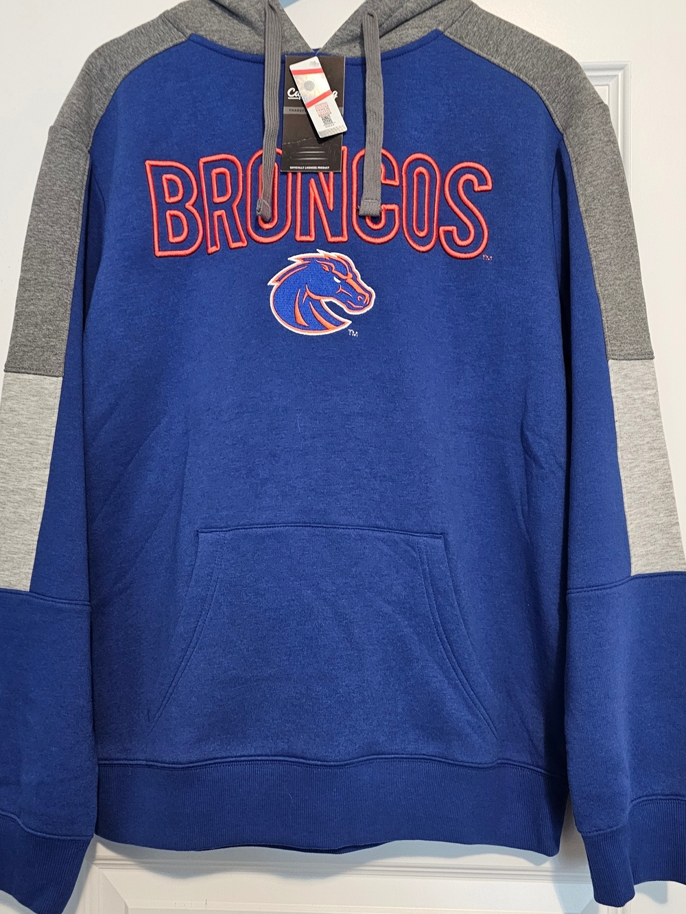 NEW Fanatics Boise State Broncos Blue and Gray Pullover Hoodie
